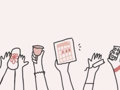 Menstrual period item doodle vector tax and woman rights concept