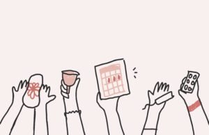 Menstrual period item doodle vector tax and woman rights concept