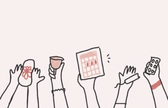 Menstrual period item doodle vector tax and woman rights concept