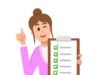 Pre pregnancy checklist Premium Vector _ A woman in a suit holding a checklist