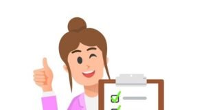 Premium Vector _ A woman in a suit holding a checklist