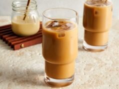 Bajra cold coffee with ice in it