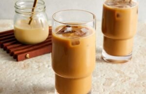 Bajra cold coffee with ice in it