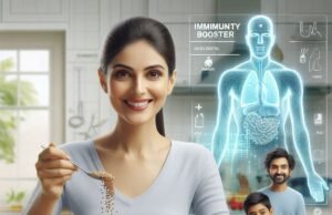 A colorful assortment of various millet grains in a bowl, highlighting their natural textures and colors, symbolizing their health benefits and immune-boosting properties.