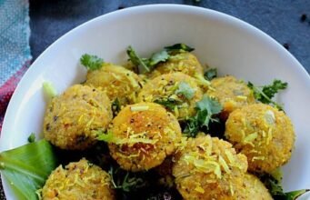 A bowl of steamed bajra vada with tadka